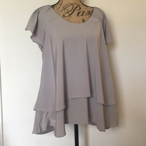Gray Ruffled Apostrophe Top
